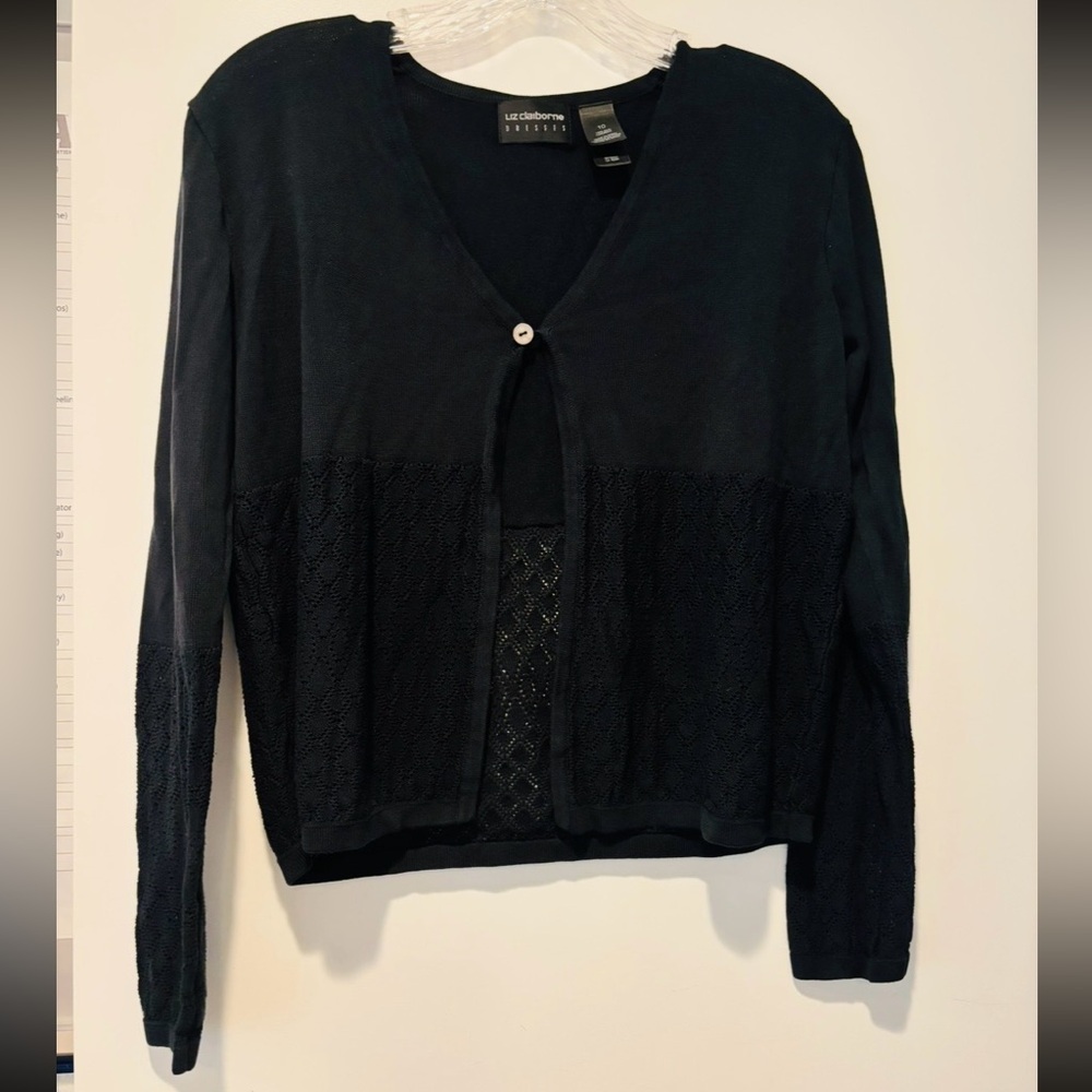 LIZ CLAIBORNE Black Knit Sweater, Size 10